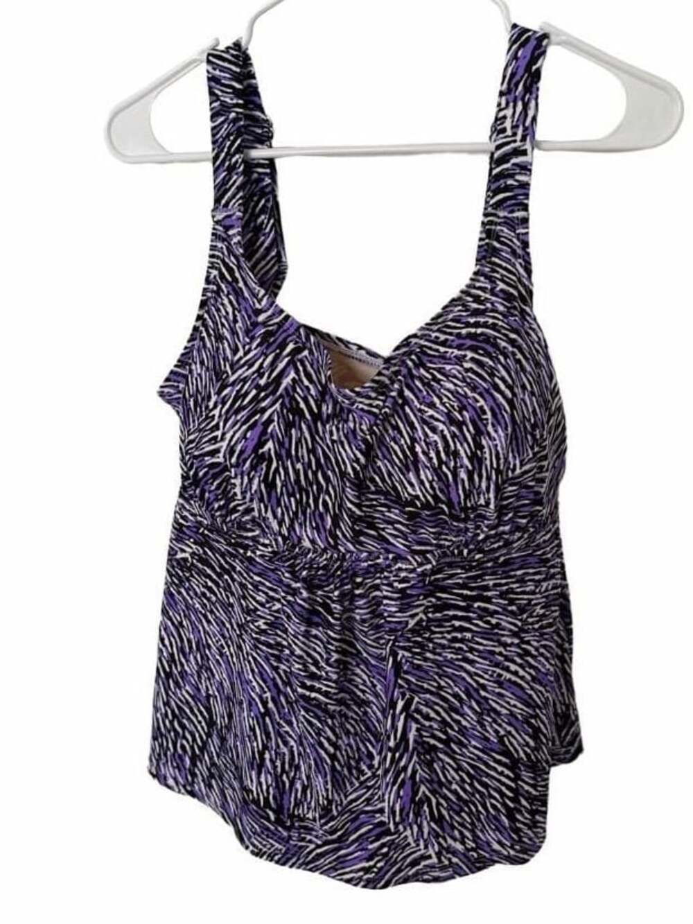 Beach Belle Purple Zebra Animal Print Swim Tankini Top Size 18